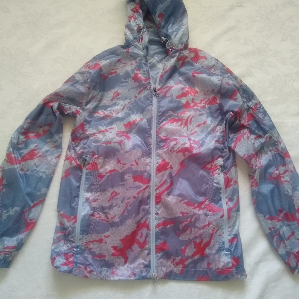 Jordan hooded camo red blue printed nylon jacket